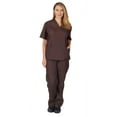 thumbnail image 3 of M&M SCRUBS Women Scrub Set V-Neck Medical Scrub Tops and Drawstring Pants - Pack of 6 Set (Chocolate, Medium), 3 of 7