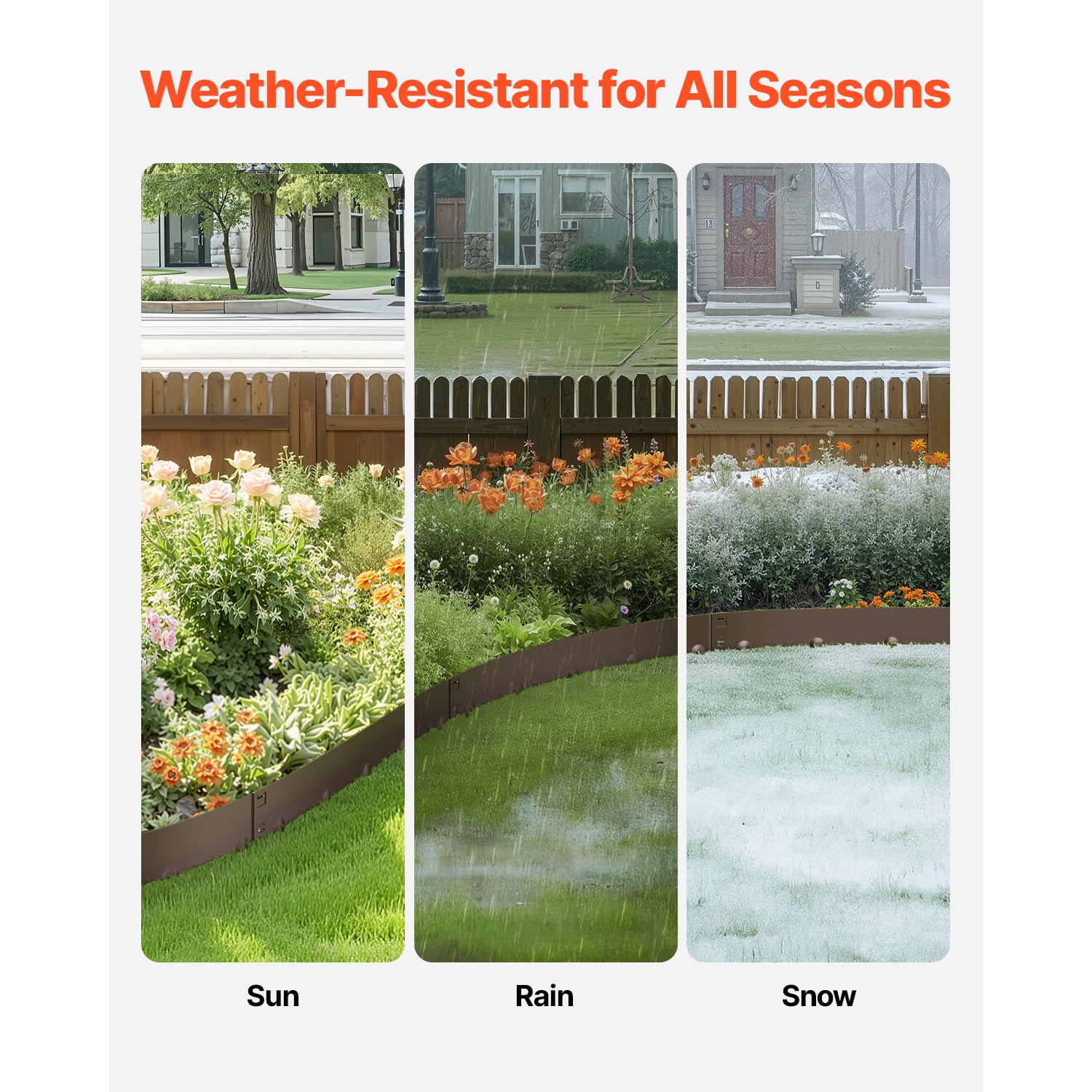 KFFKFF 5 Pcs Steel Landscape Edging 39 x 4 in, Rust-Resistant Metal Garden Border, Flexible Lawn Edging, Durable Yard Divider for Flower Beds, Pathways, Brown
