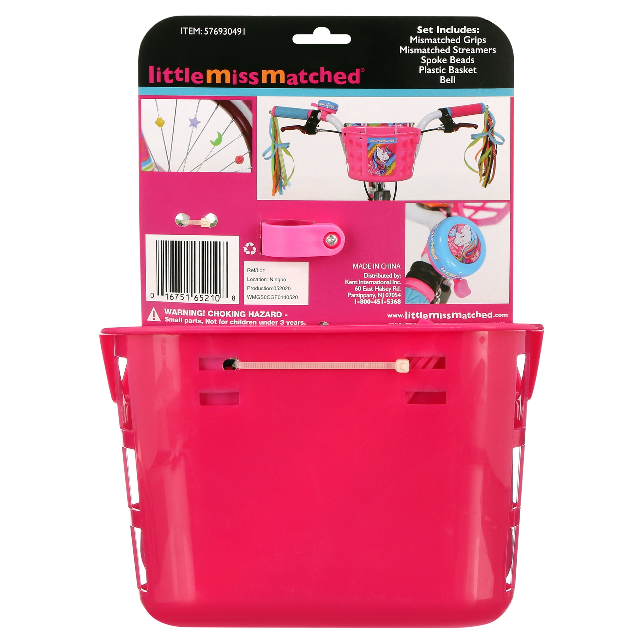 LittleMissMatched Bicycle Basket, Bike Accessories Value Pack