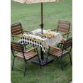 thumbnail image 4 of Outdoor Tablecloth with Umbrella Hole for Patio/Picnic/Party/Camping, Sunflowers Waterproof Table Cloth Square Cover Washable, Botanical Bees Black White Plaid Truck Wooden (60"x 60"), 4 of 9