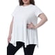thumbnail image 4 of Tops de túnica de mujer plus size Agnes Orinda, camiseta de punto de verano con cuello redondo, suelta y fluida, de manga corta, blusa casual 4X blanca pálida, 4 of 6