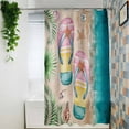 thumbnail image 4 of Shower Curtains for Bathroom-60"x72",Summer Beach Starfish Flip Flops Waterproof Bath Curtain Grommet Shower Curtain Set with Hooks,Ocean Scenery Leaf Shell Washable Bath Accessories, 4 of 7