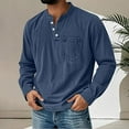thumbnail image 5 of Mokaloha Mens Shirts Long Sleeve Pacificozy Men's Shirts Retro Stand Collar Pocket Casual Distressed Long Sleeve Henley Shirt, 5 of 7