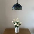 thumbnail image 4 of Tiffany Pendant Lights Fixture Blue Purple Stained Glass Tulips LED Bulb Included for Dining Room Hotel Restaurant Cafe 12"W*12"D*60"H, 4 of 6