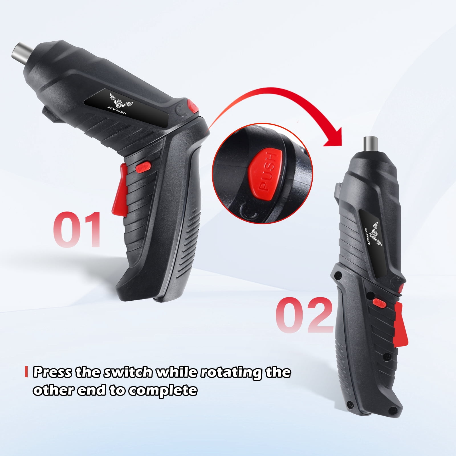 JENABOM 26 in 1 Electric Screwdriver Cordless Rechargeable  Set 3.6V Li-ion 3.5Nm Max Torque  Rotatable with LED Light Screwdriver for Home Office DIY  (Black)
