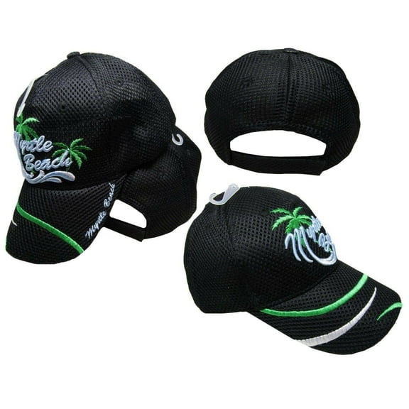 Myrtle Beach "MB" South Carolina SC Swirl Waves Black MESH Cap Hat CAP723D TOPW