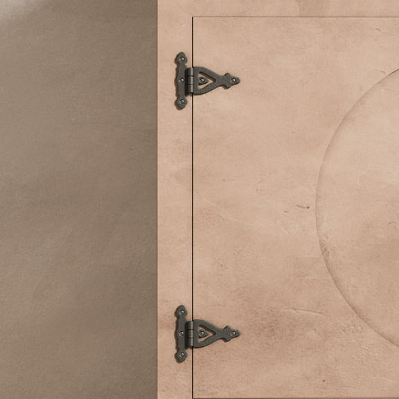 Renovators Supply Cabinet Door Strap Hinge w/Hardware 3" Black Rust Resistant Wrought Iron Flush Mount Hinge for Cabinets