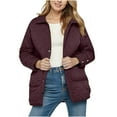 thumbnail image 2 of UQJfacai Womens Quilted Jackets Button Down Puffer Jacket Lapel Collar Padded Winter Coat Loose Fit Casual Outerwear with Pockets, 2 of 4