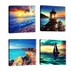 thumbnail image 5 of Lienzo de 4 paneles con diseño de paisaje marino y flores para decoración de pared del hogar y la oficina. Puesta de sol, 5 of 9