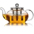 thumbnail image 1 of Tetera de vidrio Hiware con tapa e infusor de acero inoxidable extraíble, tetera de 33 onzas, caja fuerte para estufa para florecer y hojas sueltas, 1 of 7