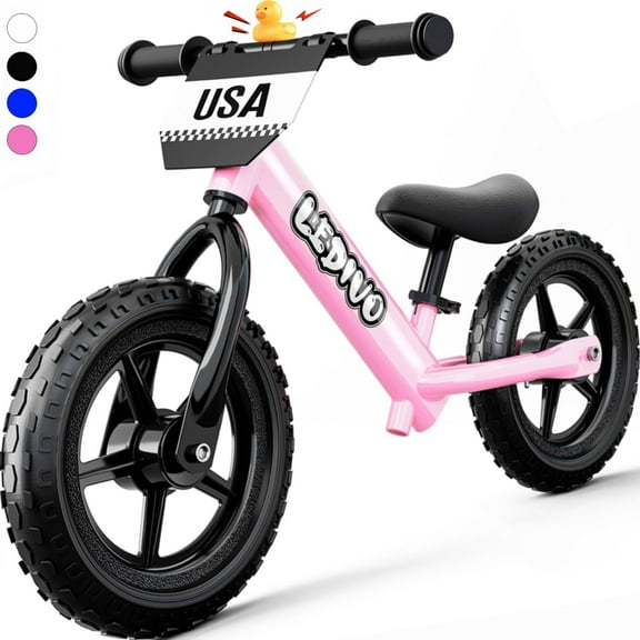Toddler Balance Bike 2 Year Old, Age 18 Months to 5 Years Old, 12" Push Bicycle w/Customize Plate (4 Sets of Stickers & Toy Included), Kids Balancing Gift Bike for 3-4 yrs Boys Girls
