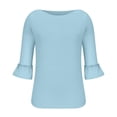 thumbnail image 4 of SDNall Ruffle Blouse for Women Short Sleeves 3/4 Sleeves Casual Tops Pullover Blouse T-Shirt (Light Blue,Sizes:S-2XL), 4 of 9
