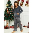 thumbnail image 6 of U2SKIIN Couple Pajama Sets, Plaid Matching Pajama Set for Men and Women Soft Warm Pjs Set（Dark Grey/Grey-Yellow Plaid Womens, XX-Large）, 6 of 8