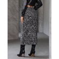 thumbnail image 2 of Women Leopard Print Slit Maxi Skirt Black Casual Vacation Style, 2 of 30