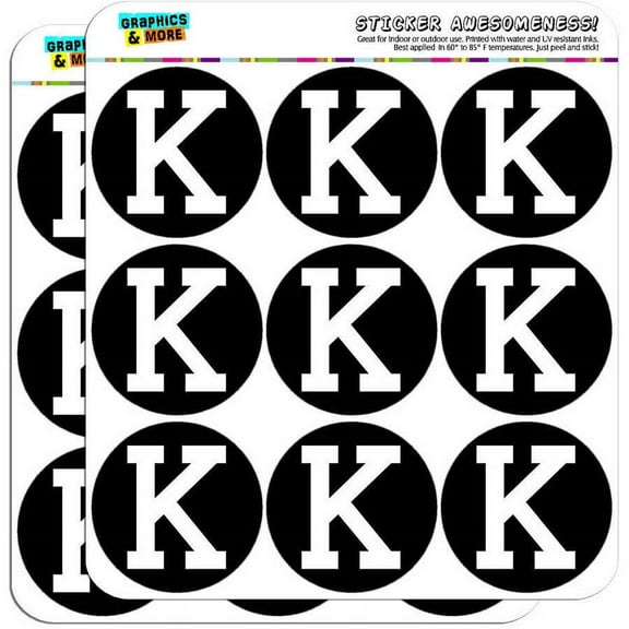 Letter K Initial Black White 18 2" Planner Calendar Scrapbooking Crafting Stickers