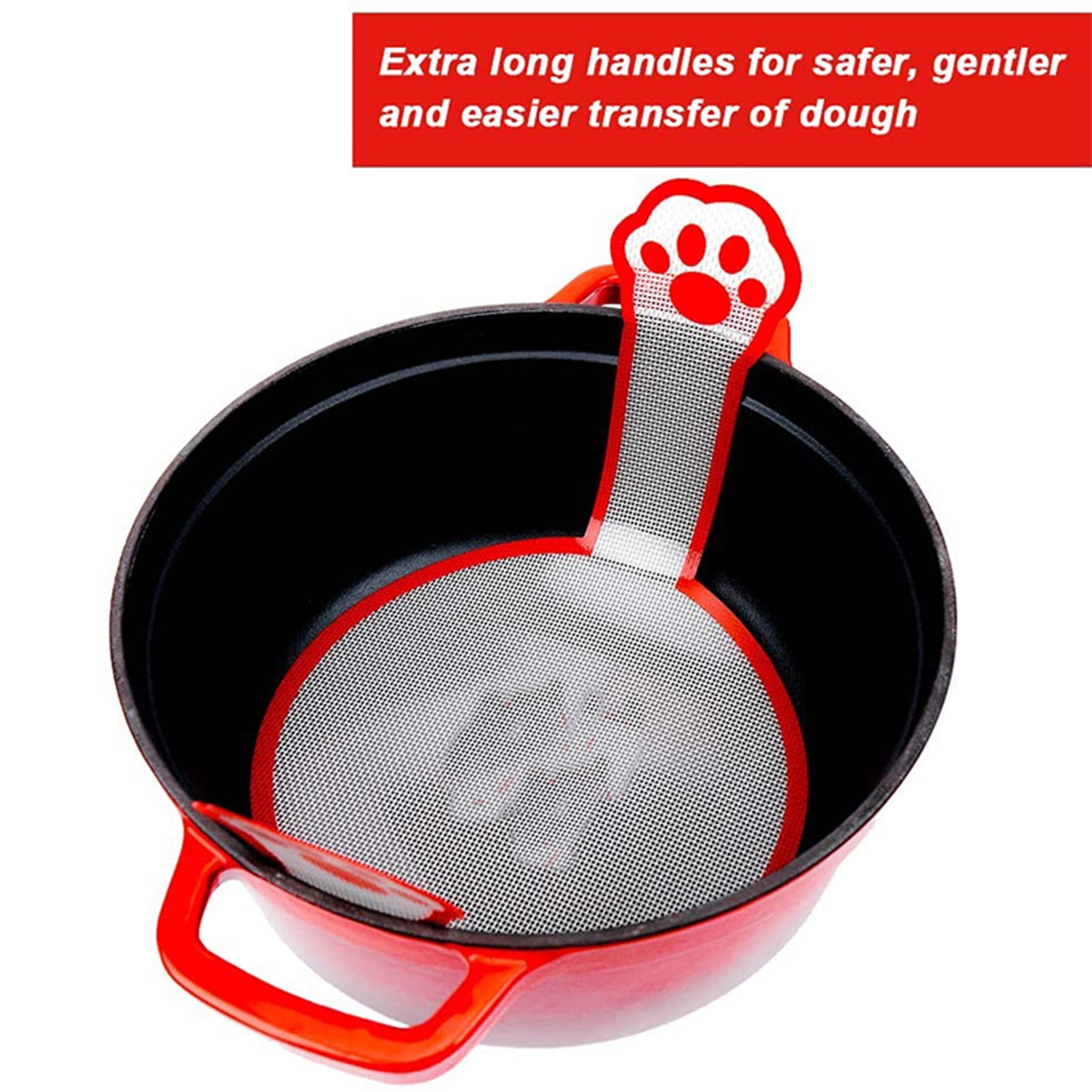 Silicone Baking Mat For Dutch Oven Bread - 9.4" Square With Long Handles