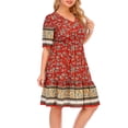 thumbnail image 5 of Mefallenssiah Femmes Oversize Été à la Mode V-Cou à Manches Courtes Imprimé Robe Décontractée, 5 of 5