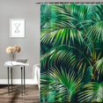 thumbnail image 2 of Orinice Tropical Leaf Shower Curtain Summer Hawaii Rainforest Banana Leaf Wild Jungle Plant Green Palm Leaves Print Pattern Bathroom Curtain Set with Waterproof Fabric Nature Bath Decor 60x72, 2 of 7