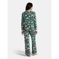 thumbnail image 2 of Jaclyn Women's Holiday Long Sleeve Sleep Top and Open Leg Pants Pajama Set, 2-Piece, Sizes S-XL, 2 of 4