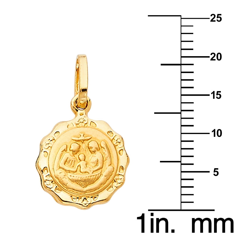 14k Yellow Gold Fancy Baptism Pendant with 0.8-mm Yellow Gold Square Wheat Chain