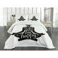 thumbnail image 3 of Ambesonne Yoga Quilted Bedspread Set 3 Pcs, Silhouette with Writing, King Size, Black and White, 3 of 5