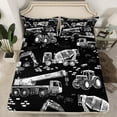 thumbnail image 2 of Feelyou Boys Construction Truck Queen Sheet Sets, Tractor Machinery Flat Sheet, Black Grey Vehicle Queen Fitted Sheet, Microfiber Bedroom Decor, 4 Pieces, 2 of 7