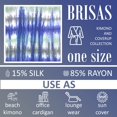 thumbnail image 5 of Brisas Tie and Dyed Handcrafted Beach Cover Up for Women Used as Swimsuit, Cardigan, Kimono, Kaftan Travel and Holiday - Blue Green Shibori Silk Rayon, 5 of 5