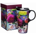 thumbnail image 1 of shiyou-Ceramic Travel Mug Large Coffee Mug with Lid & Handle, Ceramic Latte Mug with Matching Box, Flower, 1 of 4