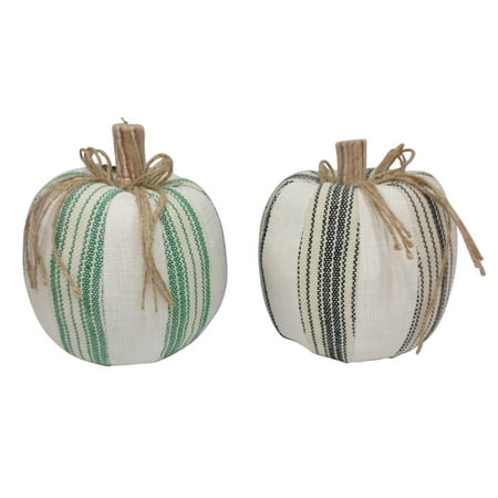 Way to Celebrate Thanksgiving Multicolor Striped Fabric Pumpkins Decoration (8.5 in), Set of (Best Way To Celebrate Thanksgiving)