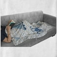 thumbnail image 6 of Nautical Soft Flannel Fleece Throw Blanket, Wave Pattern Marine Elements Octopus Crab Starfish Whale Art, Cozy Plush for Indoor and Outdoor Use, 50" x 70", Beige Blue White, by Ambesonne, 6 of 6