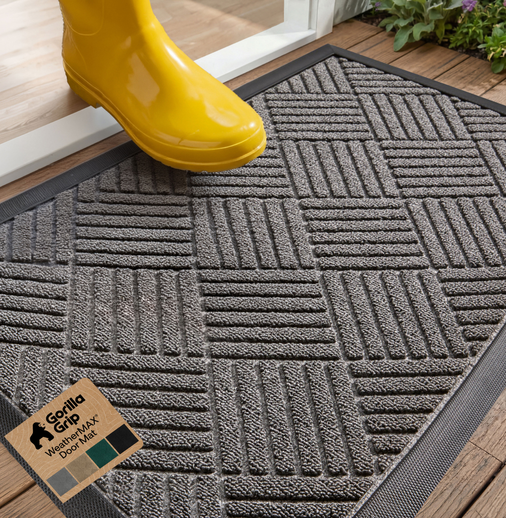 Gorilla Grip Weathermax Outdoor Doormat, Gray Diamond photo 1