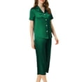 thumbnail image 4 of Unique Bargains Women's Loungewear Tops and Capri Pants Satin Pajama Sleepwear Sets, 4 of 5