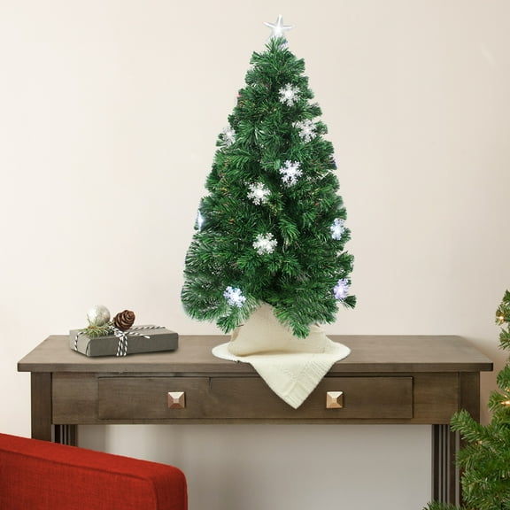 Northlight Pre-Lit Color Changing Fiber Optic Artificial Christmas Tree with Snowflakes - 3'