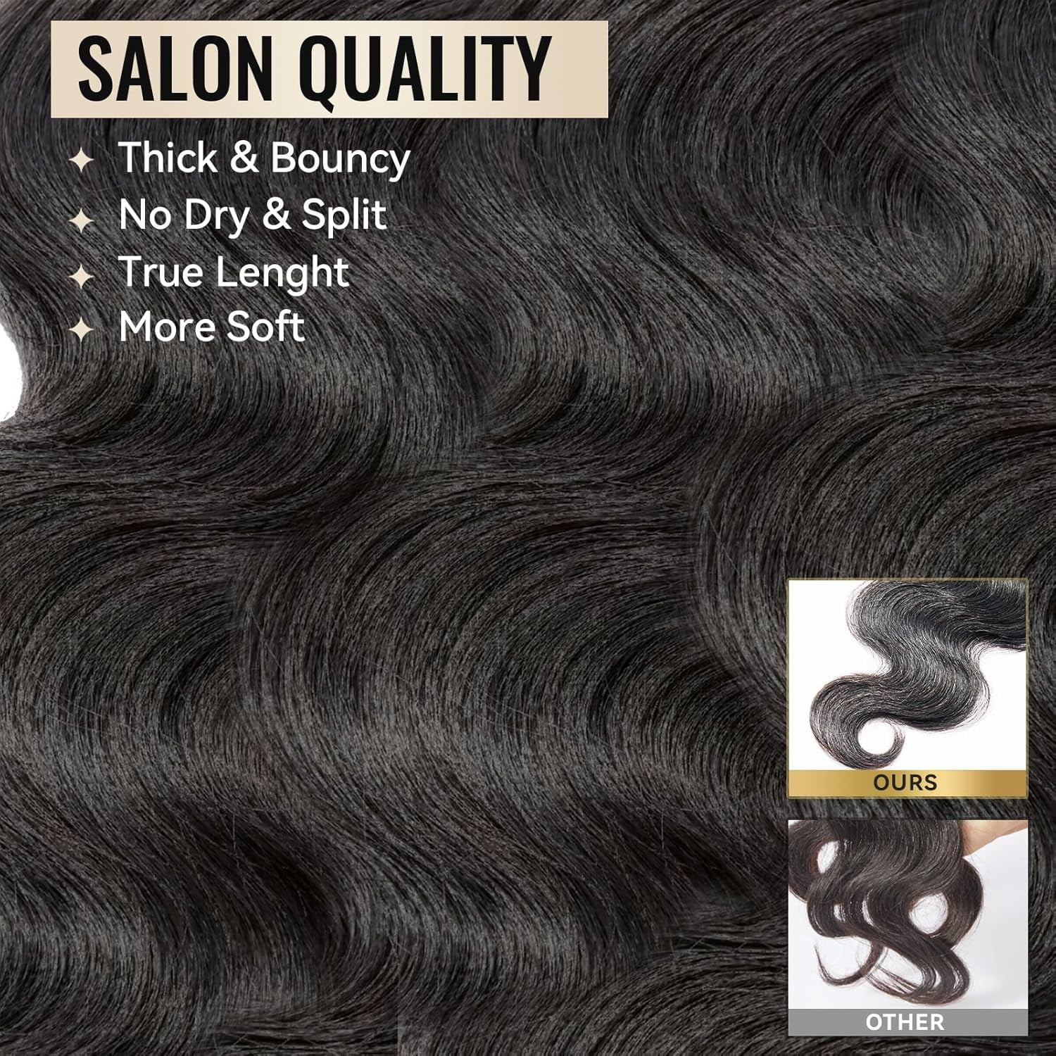 WEQUEEN 18 20 22 inch Body Wave 3 pcs Bundles Human Hair 16A Brazilian Virgin Hair Bundles Thick Weave Natural Black for Women