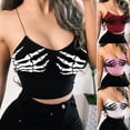 thumbnail image 2 of Skymirror Bodycon Crop Top Hand Print Gothic Sexy Close Fit Low Cut Camisole Clubwear, 2 of 8