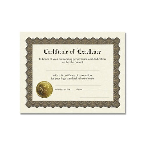 Ready-to-Use Certificates 11 x 8.5, Ivory/Brown, Excellence, 6/Pack