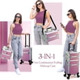thumbnail image 2 of Rolling Makeup Train Case Yueieoun 3 en 1 con ruedas, color rosa, 2 of 7