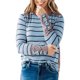 thumbnail image 1 of Blusa de mujer Manga larga Cuello redondo Jersey Gemelos Rayas de leopardo Patchwork Mujer Top Azul claro M, 1 of 6