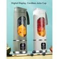 thumbnail image 4 of Portable Juicer Cup, USB Rechargeable Blender, Digital Display Travel Smoothie Maker for Home Office Camping Lightweight, 4 of 7
