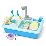 Kid Labsters Pretend Play Sink Set  Pretend Kitchen Sink and Dishwashing Playset - Plastic Diner and Playhouse Toy Accessories - Dish Washing/Working Activity Center for Kids