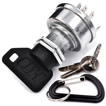 HD Switch Starter Ignition Switch Fits John Deere 130 160 165 170 175 180 185 240 245 260 265 285 320 500 (3 Keys & Carabiner Included)