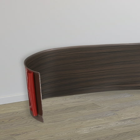 Uxcell Flexible Vinyl Baseboard Molding Trim, 4 Inch x 3 Feet Self-Adhesive Peel and Stick Molding Trim for Walls Floor, Black Walnut