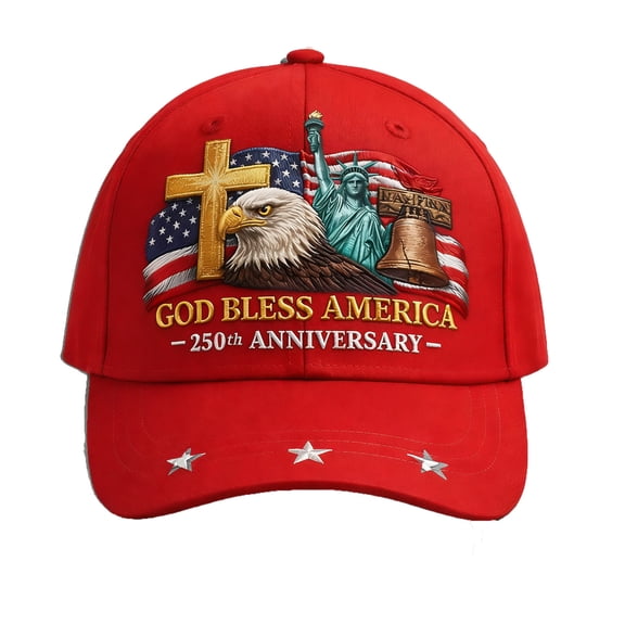 WKSCLPAI 250 Anniversary USA Hat, Eagle Liberty Cross United States 250th Anniversary Hat, American Flag Printed Patriotic Cap 250 Years Baseball Cap(Red)