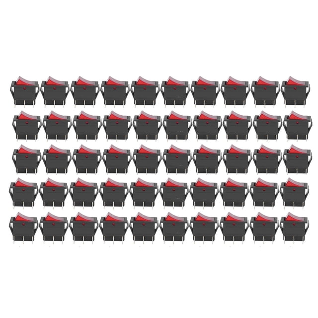 Interruptor de encendido y apagado, 50 Uds., interruptor basculante ABS, 6 pines, encendido y apagado, 2 posiciones, juego de 125/250V para máquina, electrodomésticos(Rojo)
