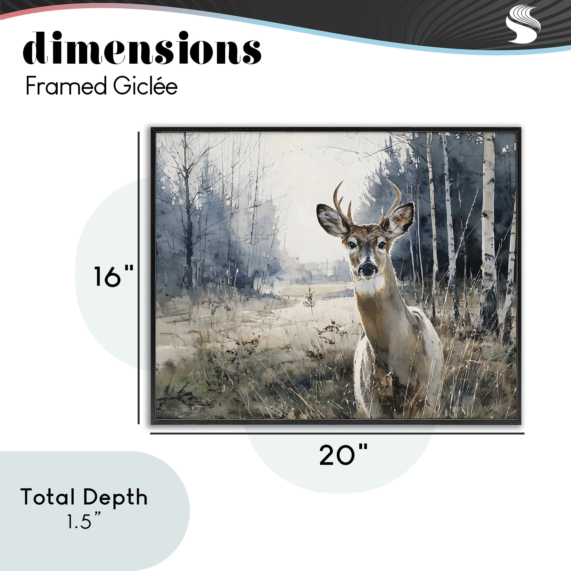 Stupell Industries Deer in Winter Wilderness Black Framed Giclee Art, design by Franklyn Gregory