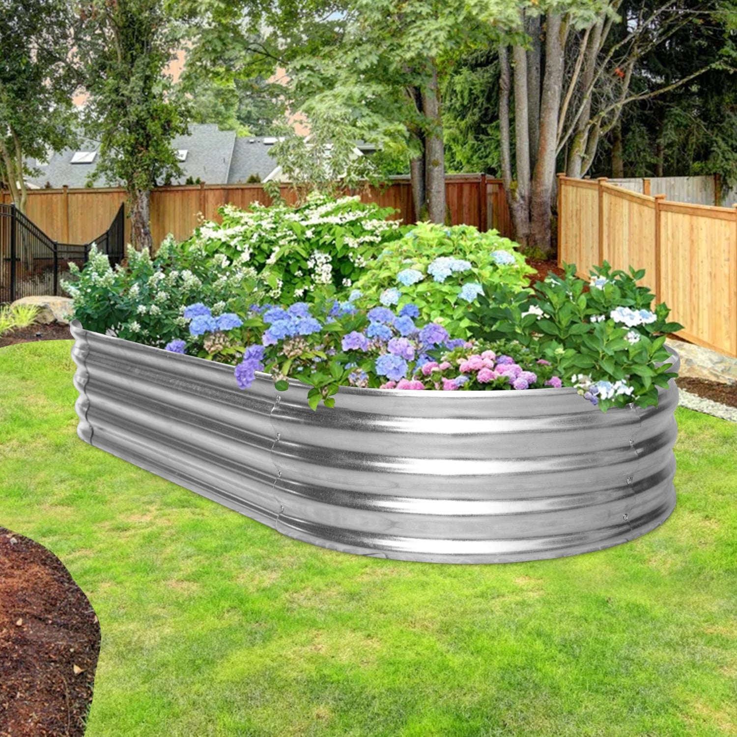 Galvanized Planters 6x3x1ft Raised Garden Bed Outdoor Planters for Vegetables Flowers Raised Planter Galvanized Steel Garden Planter Box , Silver