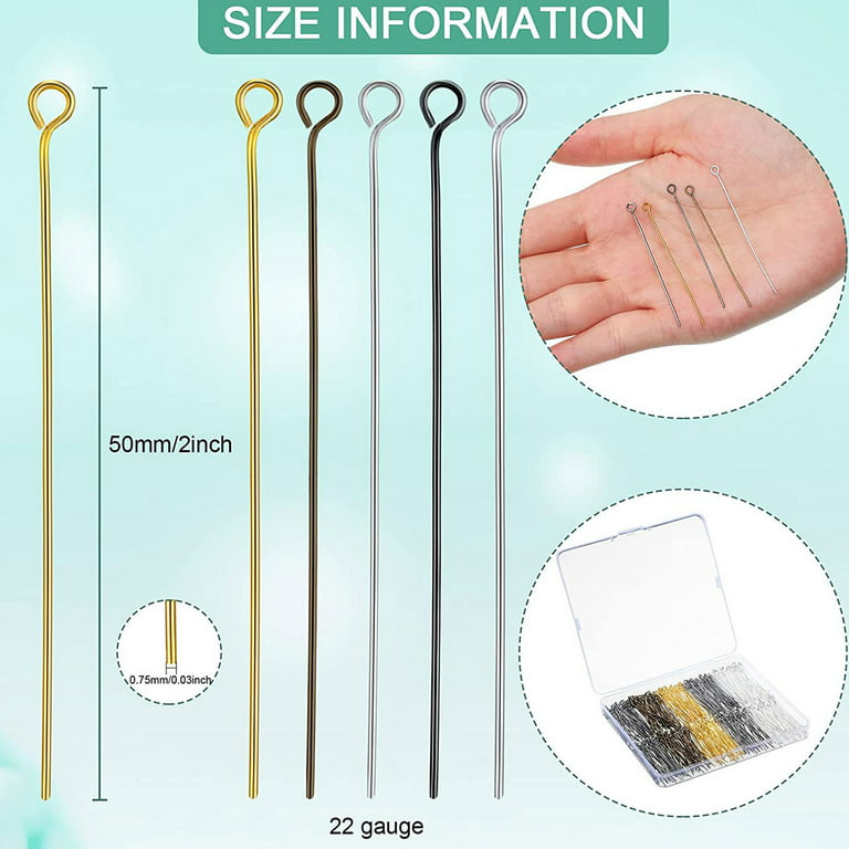 BEADIA Open Eye Pins Gold Head Pins for DIY Jewelry Making 30mm