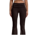 thumbnail image 3 of Women'S Flare Skinny Pants Fold over Leggings Bell Bottom Slim Fit Yoga Pants Y2k Joggers Brown XS, 3 of 7