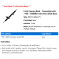thumbnail image 2 of Front Steering Rack - Compatible with 1998 - 2000 Mercedes-Benz E430 Base 1999, 2 of 2