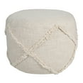 thumbnail image 6 of LR Home Small Over-tufted Diamond Indoor Round Pouf, Beige, 18" x 18" x 14", 6 of 8